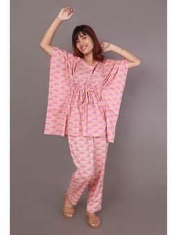 BREATH:ABLES - Womens Pink Quirky Print Kaftan with Pyjama