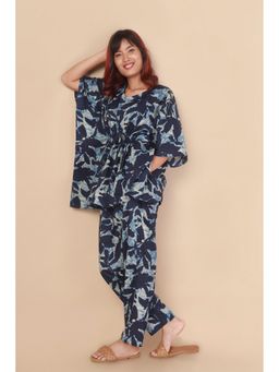 BREATH:ABLES - Womens Blue Floral Kaftan with Pyjama