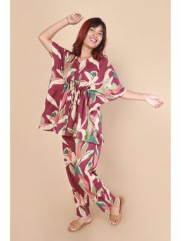 BREATH:ABLES - Womens Wine Cotton Co-Ord Set