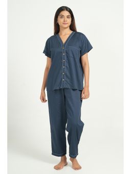 BREATH:ABLES - Women Cotton Nightsuit Blue
