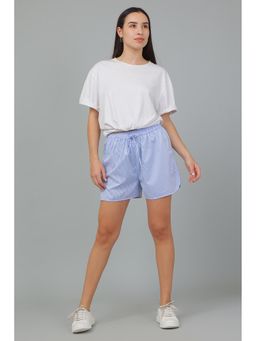 BREATH:ABLES - Women Cotton Checks Shorts Blue