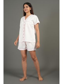 BREATH:ABLES - Women Cotton Co-Ord Set Night Wear White