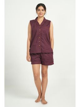 BREATH:ABLES - Women Cotton Co-Ord Set Night Wear Maroon