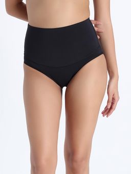 Zivame - High Rise Full Coverage Tummy Tucker Hipster Panty - Black Beauty