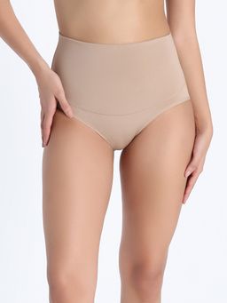 Zivame - High Rise Full Coverage Tummy Tucker Hipster Panty - Beige