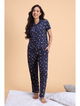 Zivame - Knit Cotton Nightsuit - Naval Academy