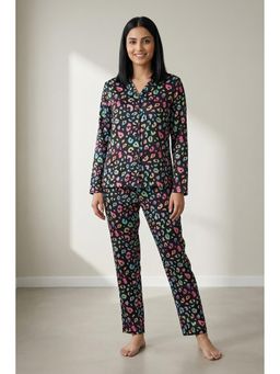 Zivame - Knit Cotton Nightsuit - Black Beauty