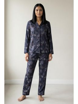 Zivame - Knit Cotton Nightsuit - Navy Peony