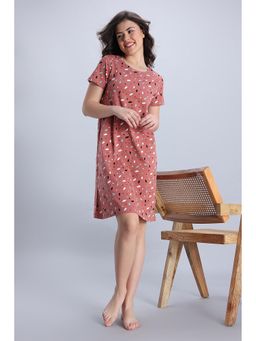 Zivame - Knit Cotton Mid Length Nightdress - Almond