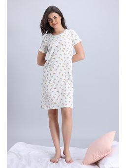Zivame - Knit Cotton Mid Length Nightdress - Marshmallow
