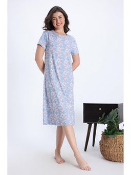 Zivame - Knit Cotton Mid Length Nightdress - Gray Quill