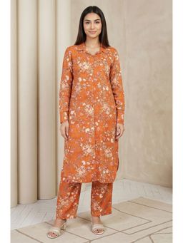 Aurelia - Orange Floral Print Kurta with Pant