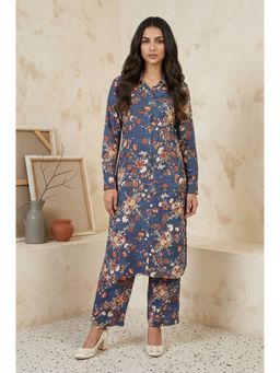 Aurelia - Blue Floral Print Kurta with Pant