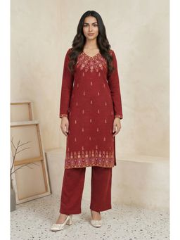 Aurelia - Red Acrylic Kurta with Pant