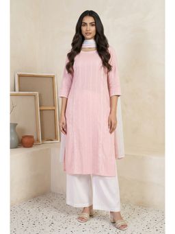 Aurelia - Pink Striped Kurta with Palazzo and Dupatta