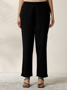 Libas - Black Solid Cotton Pant