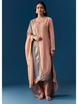 KALKI FASHION - Peach Zardozi and Sequins Work Kurta with Pant and Dupatta