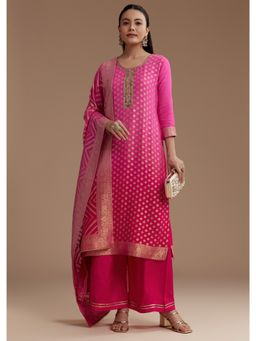 KALKI FASHION - Ombre Pink Jacquard Weave Kurta with Pant and Dupatta