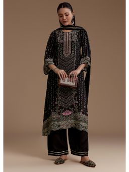 KALKI FASHION - Black Indie Print Kurta with Pant and Dupatta