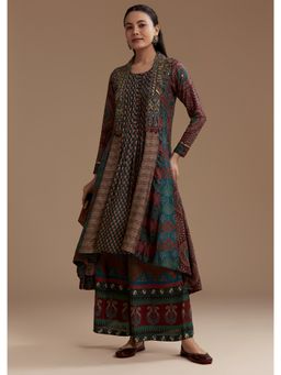 KALKI FASHION - Dark Green Indie Print Kurta with Palazzo