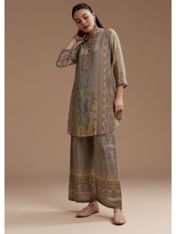 KALKI FASHION - Grey Floral Print Kurta with Pant