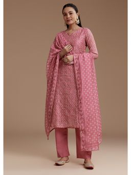 KALKI FASHION - Pink Floral Print Kurta with Pant and Dupatta
