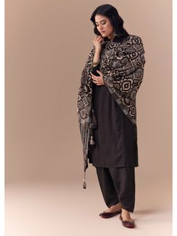 KALKI FASHION - Black Kurta with Salwar and Dupatta with Ajrakh Dupatta
