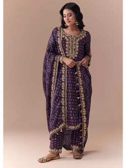 KALKI FASHION - Purple Bandhani Print Kurta with Pant and Dupatta