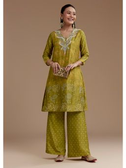 KALKI FASHION - Green Printed Silk Kurta and Palazzo