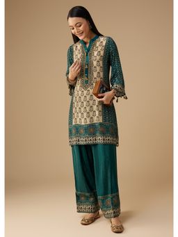 KALKI FASHION - Green Indie Printed Crepe Kurta with Pant