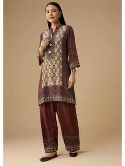 KALKI FASHION - Maroon Indie Printed Crepe Kurta and Pant
