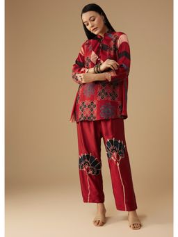 KALKI FASHION - Red Hand Dyed Ajrakh Co-Ord Set