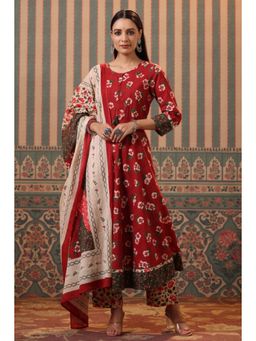 Rain & Rainbow - Floral Printed A-Line Kurta with Pant and Dupatta