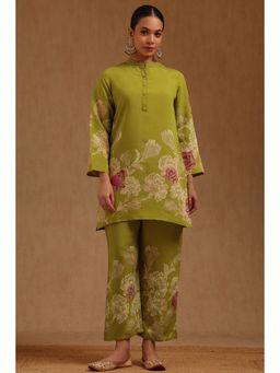Soch - Light Green Chanderi Floral Print Co-Ord Set