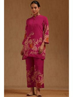 Soch - Pink Chanderi Floral Print Co-Ord Set