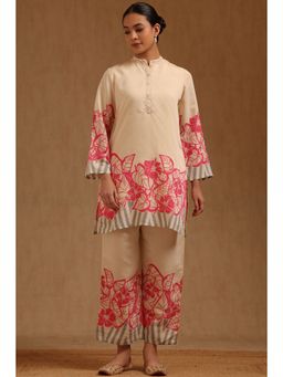 Soch - Cream Chanderi Botanical Print Co-Ord Set