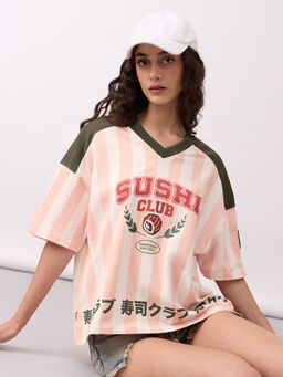 The Souled Store - Oversized T Shirt: Sushi Club Women Oversized T Shirt