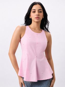 The Souled Store - Peplum Top: Peony Women Women Fashion Tops