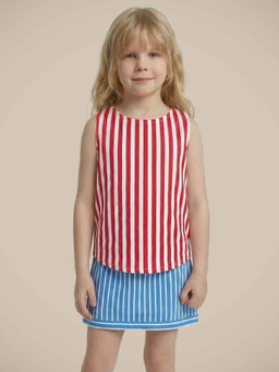 VERO MODA - Girl'S Red Striped Cotton Top