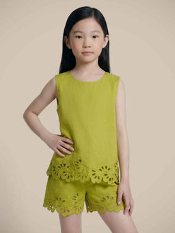 VERO MODA - Girl'S Green Cotton Lace Top
