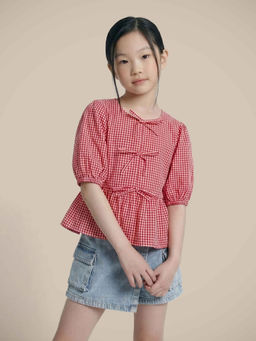 VERO MODA - Girl'S Red Gingham Check Top
