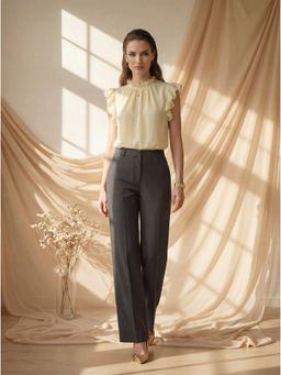MISH - Yellow Regular Fit Ruffle Detail Top