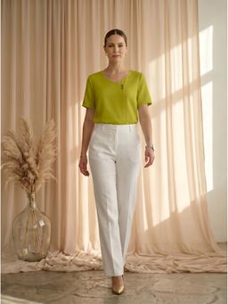 MISH - Lime Green Regular Fit Top With Small Button Detail