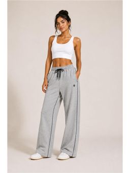 Femea - Women's Grey Wide Leg Pant With Contrast White Piping