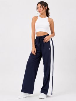 Femea - Women's Navy Wide Leg Pant With White Side Stripe