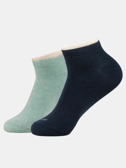 Jockey - 7491 Women Cotton Low Show Socks - Navy & Ether Melange (Pack of 2)