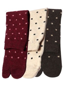 NEXT2SKIN - Women’s Woollen Winter Ankle Thumb Square Dot Pattern Socks (Pack of 3)