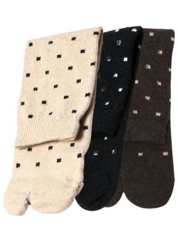 NEXT2SKIN - Women’s Woollen Winter Ankle Thumb Square Dot Pattern Socks (Pack of 3)