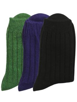 NEXT2SKIN - Women’s Woollen Crew Length Ribbed Pattern Winter Soft Warm & Cozy Socks (Pack of 3)