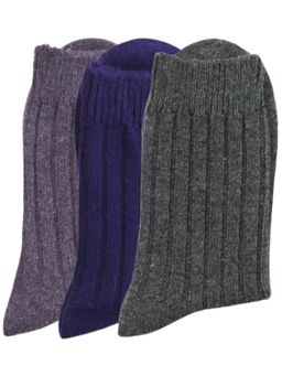 NEXT2SKIN - Women’s Woollen Crew Length Ribbed Pattern Winter Soft Warm & Cozy Socks (Pack of 3)